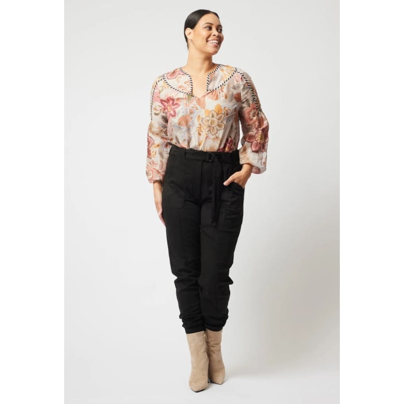 Altair Cotton Silk Top | Aries Floral - Tops