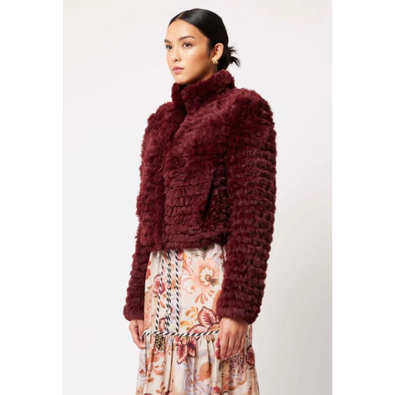 Altair Faux Fur Cropped Bomber Jacket | Scarlet - Jackets