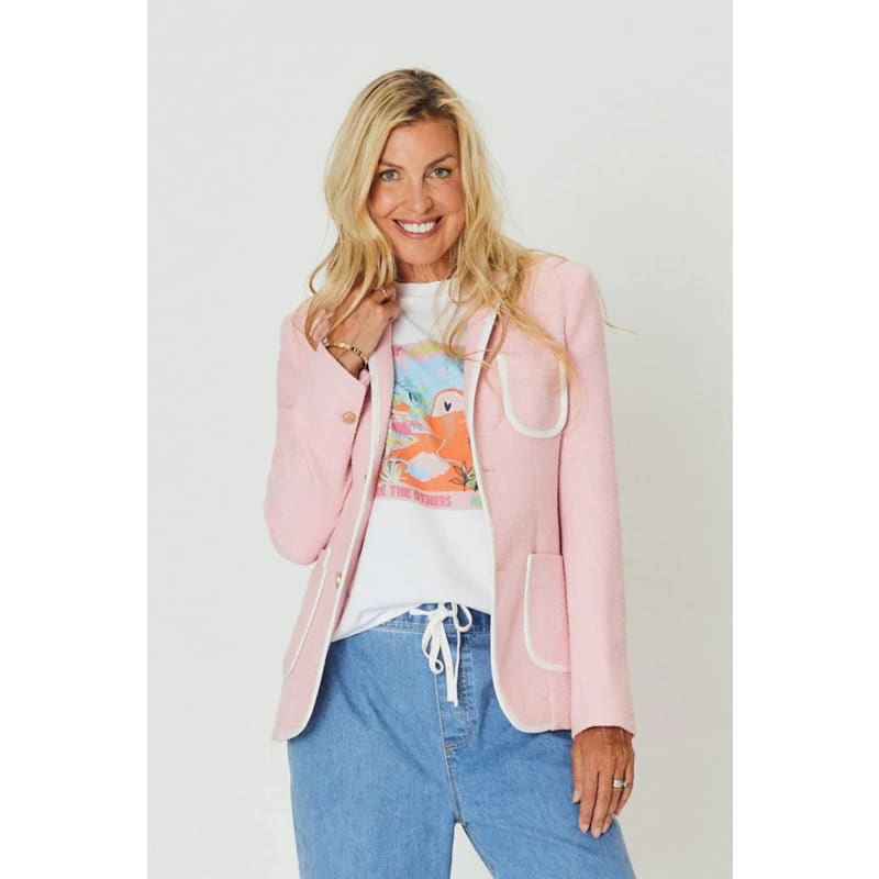 Anna Blazer | Pink with White Stripe - Jackets