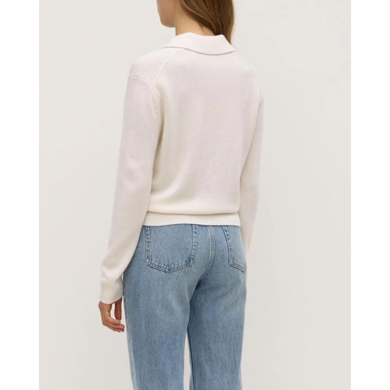 Annabelle Wool Cashmere Knit Polo | Cream - Tops