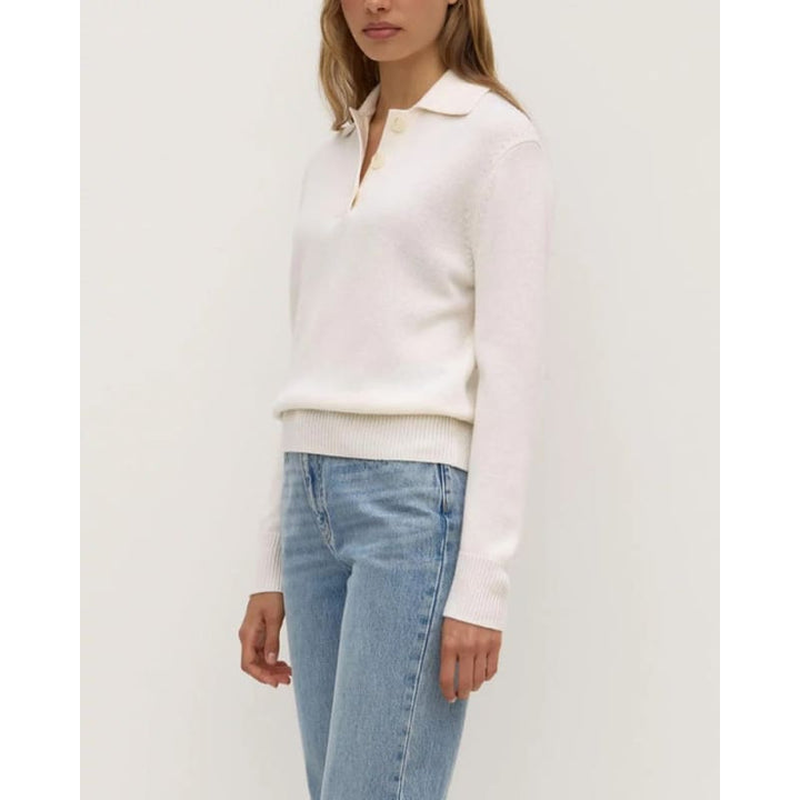 Annabelle Wool Cashmere Knit Polo | Cream - Tops