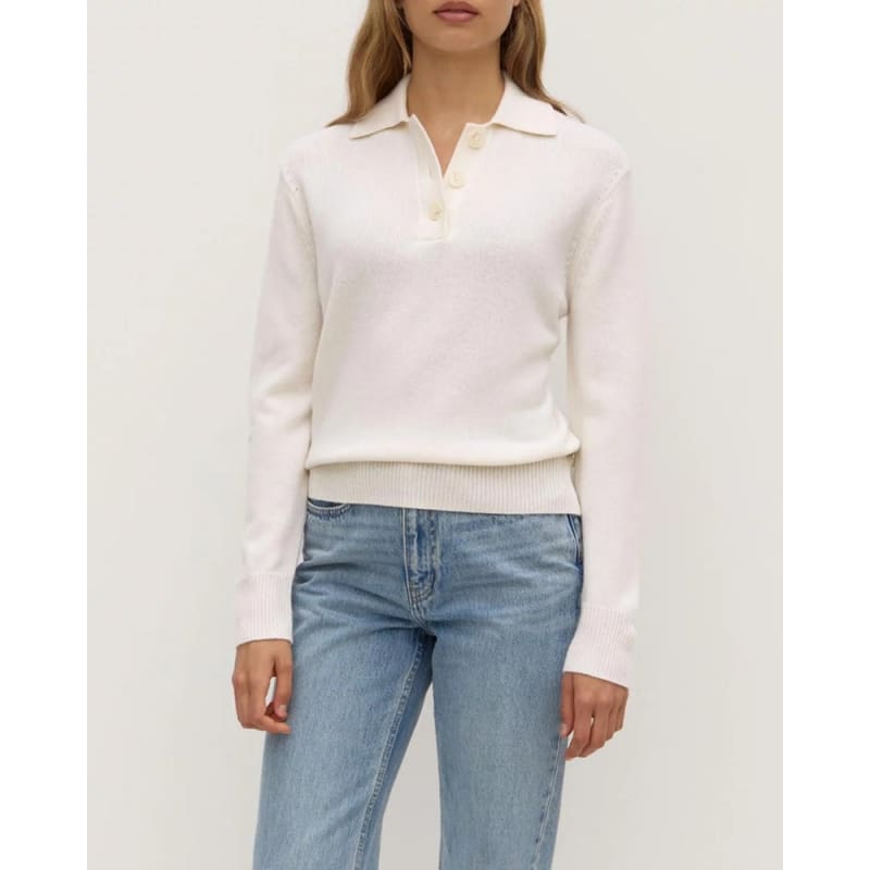 Annabelle Wool Cashmere Knit Polo | Cream - Tops