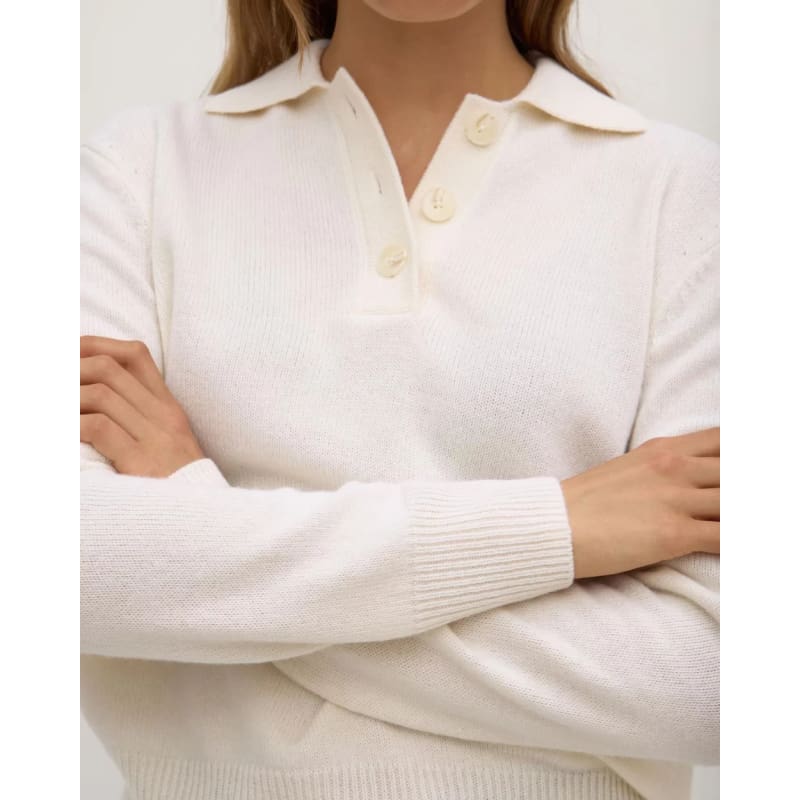 Annabelle Wool Cashmere Knit Polo | Cream - Tops