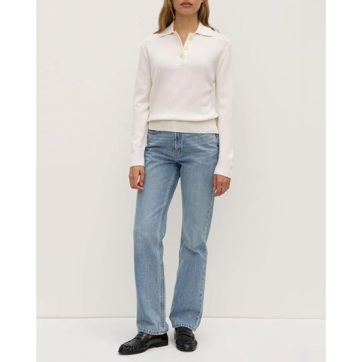 Annabelle Wool Cashmere Knit Polo | Cream - Tops