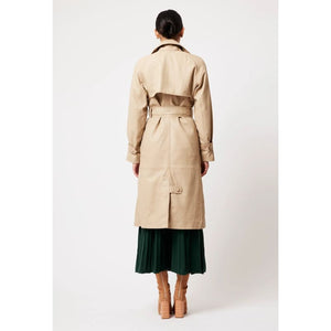Astra Leather Trench Coat | Oatmeal - Jackets