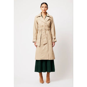 Astra Leather Trench Coat | Oatmeal - Jackets