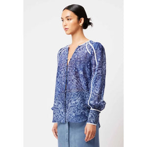 Atlas Cotton Silk Shirt | Zodiac Print - Tops