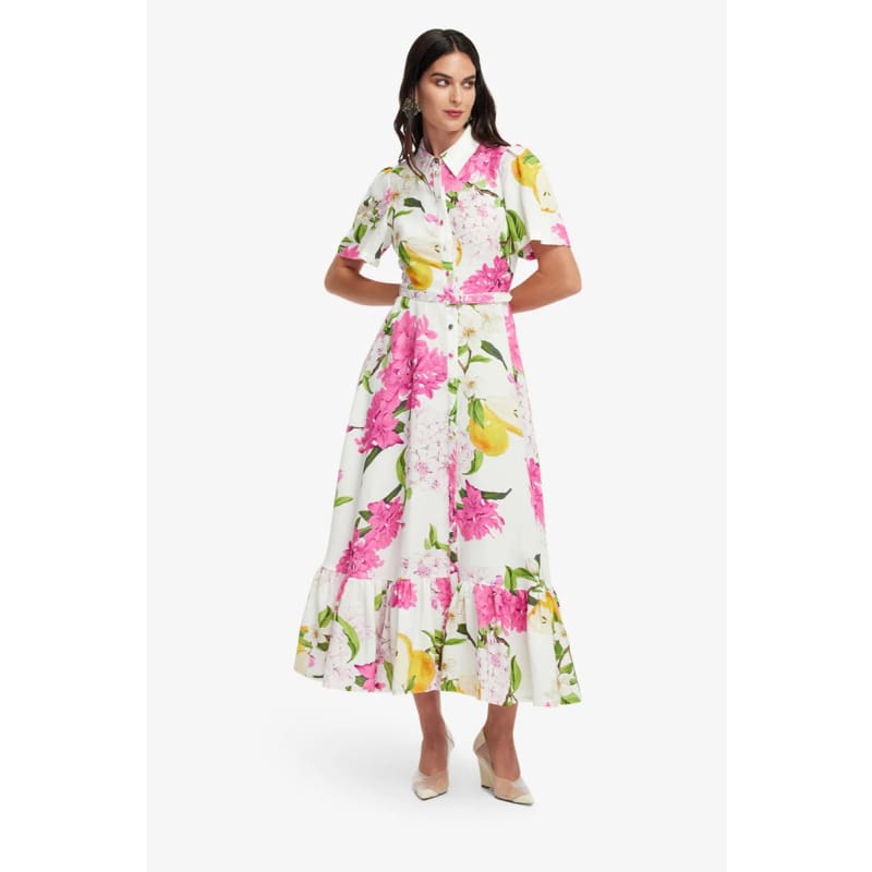 Becca Short Sleeve Midi Dress | Floral Pear Print - Dress