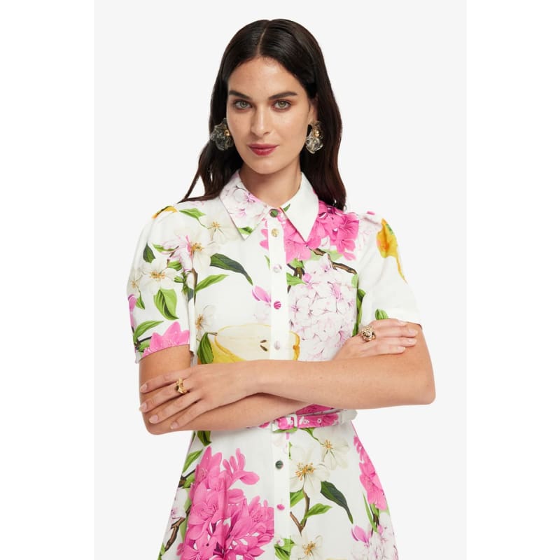 Becca Short Sleeve Midi Dress | Floral Pear Print - Dress