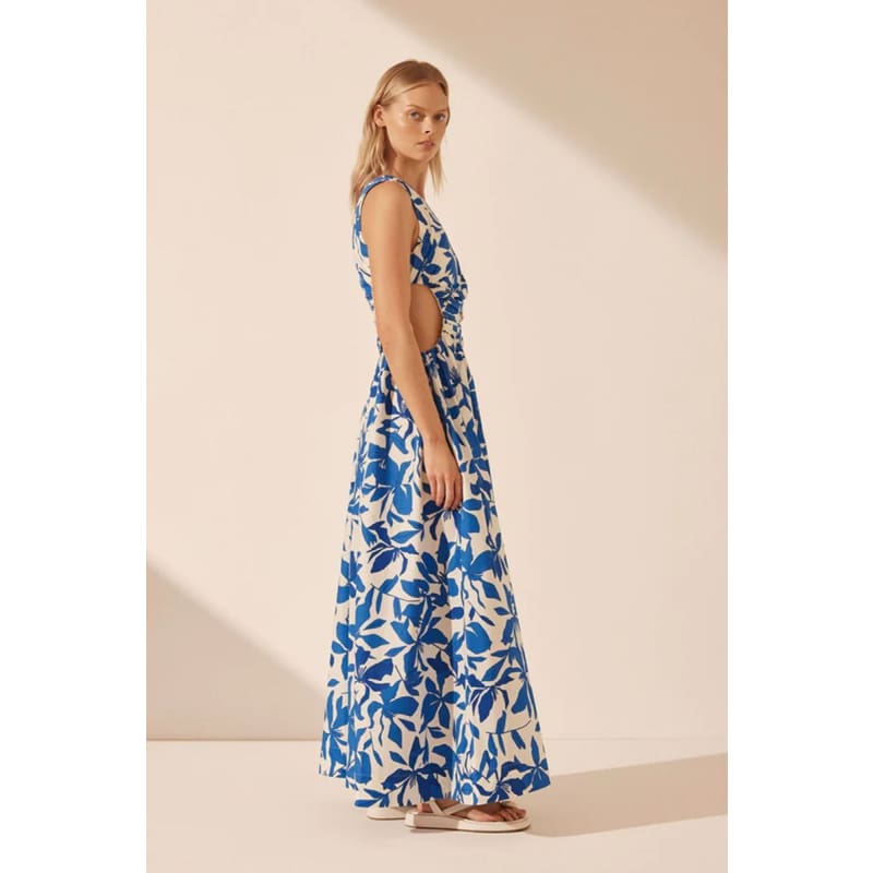 Bleue Asymmetrical Maxi Dress | Ivory Aqua