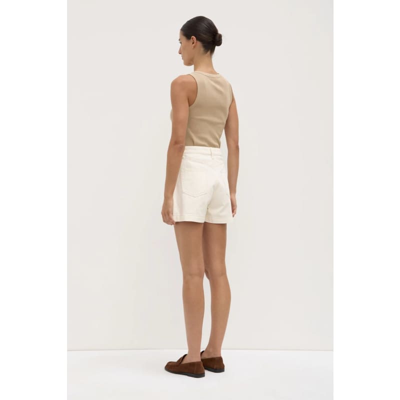 Boxy Denim Short | Ecru - Bottoms