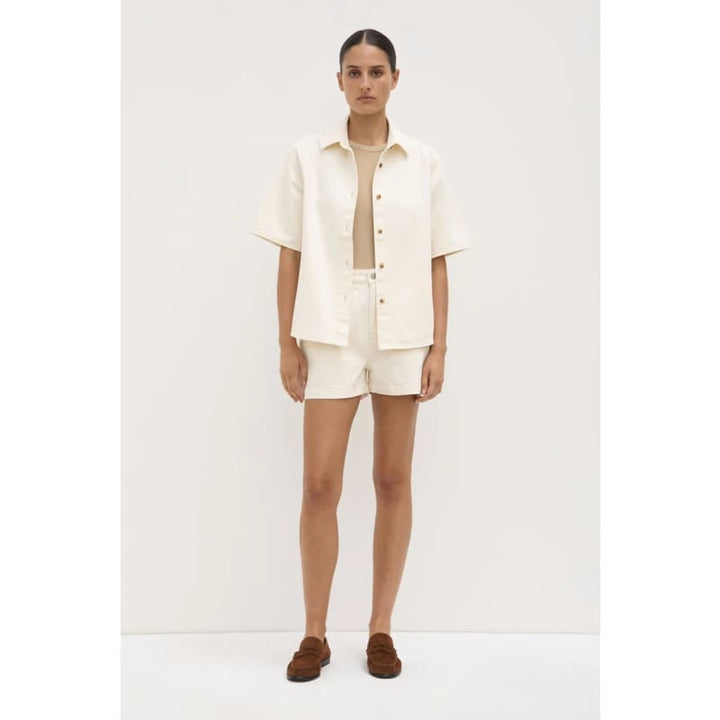 Boxy Denim Short | Ecru - Bottoms