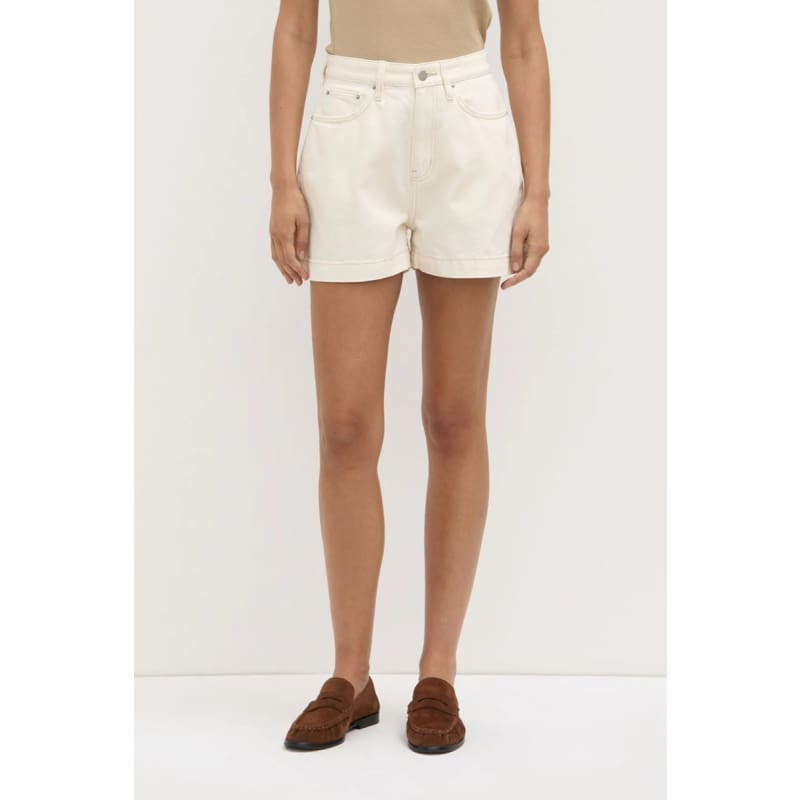 Boxy Denim Short | Ecru - Bottoms
