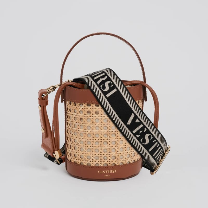 Brittney Rattan Bucket Bag | Tan - Accessories