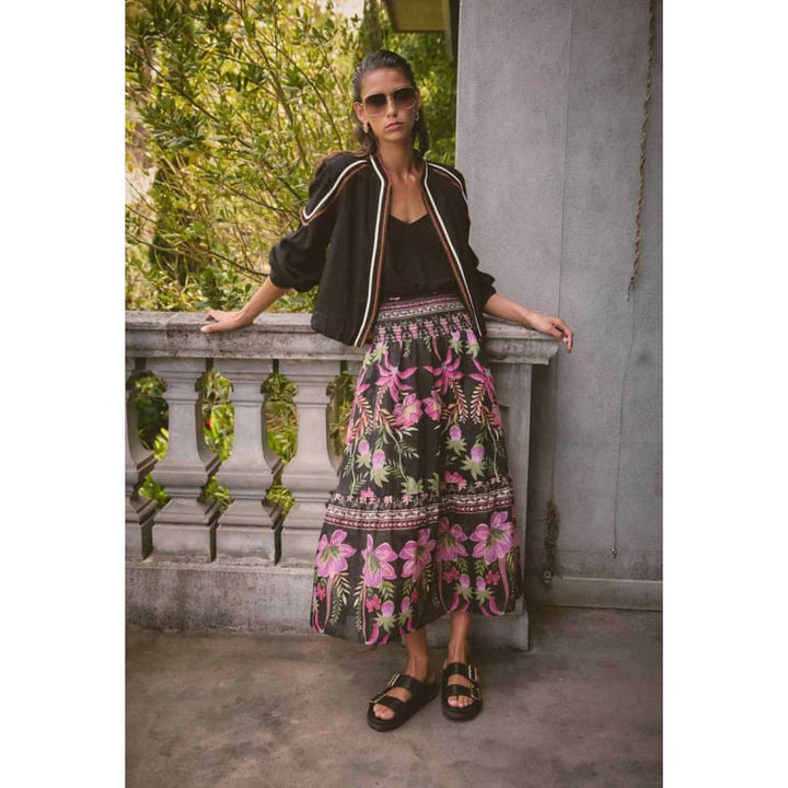 Cordelia Shirred Silk Cotton Skirt | Anthos Lotos - Bottoms