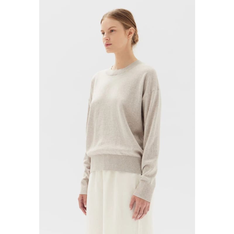 Cotton Cashmere Lounge Sweater | Cream - Tops