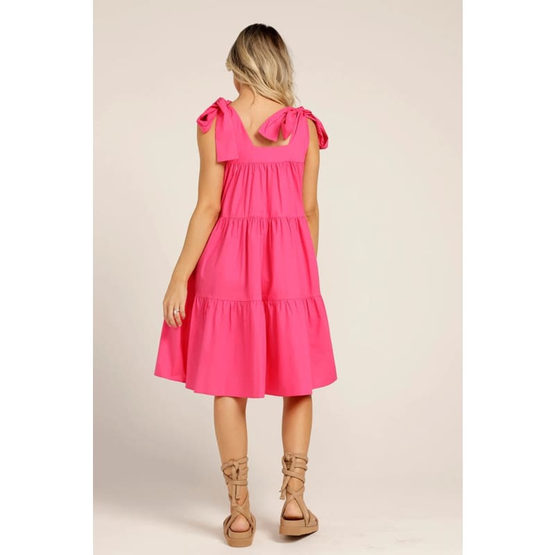 Cotton Mini Swing Dress | Hot Pink