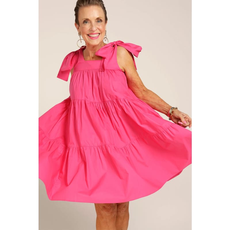 Cotton Mini Swing Dress | Hot Pink