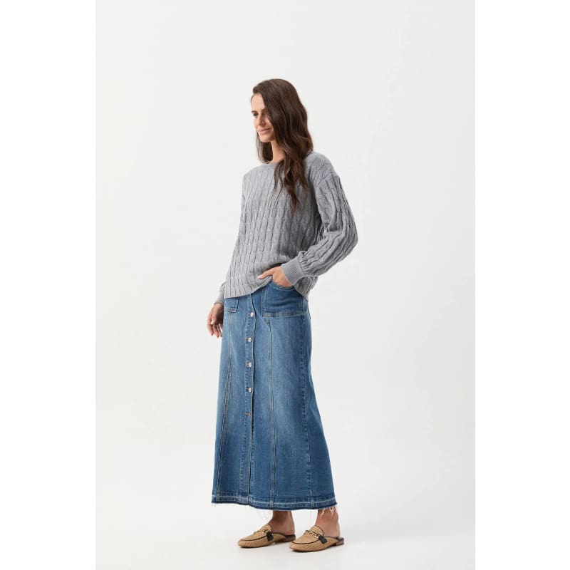 Crew Neck Cable Knit | Moody Blue - General