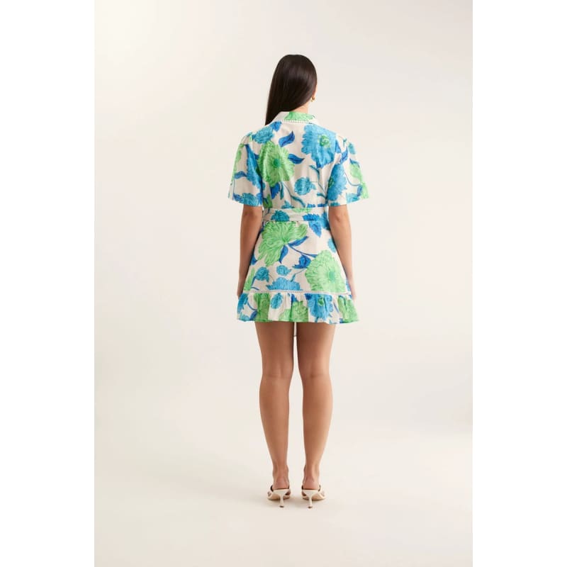 Emma Mini Dress | Calypso Print Blue - Dress