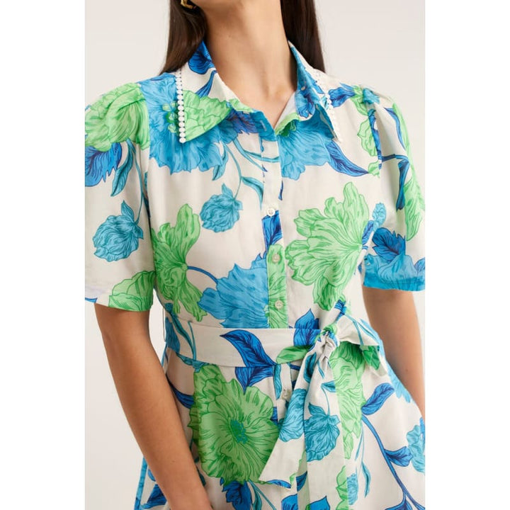 Emma Mini Dress | Calypso Print Blue - Dress