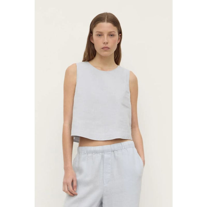 Estella Linen Top | Cloud - Tops