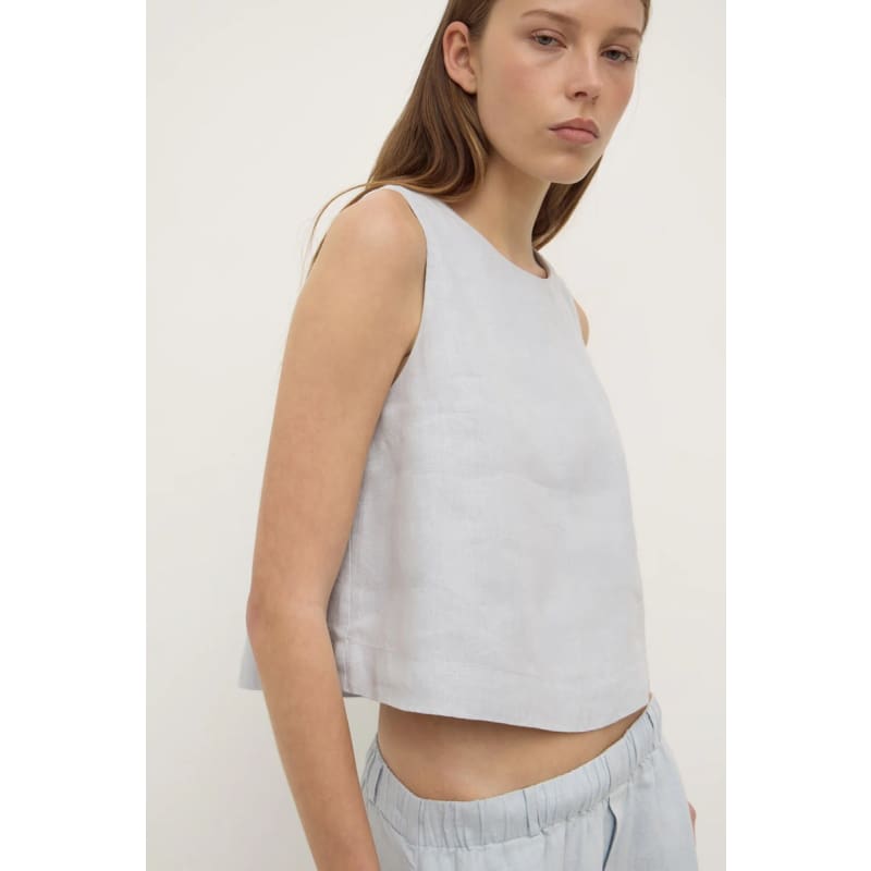 Estella Linen Top | Cloud - Tops