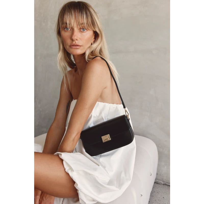 Isla Black Leather Shoulder Bag - Accessories