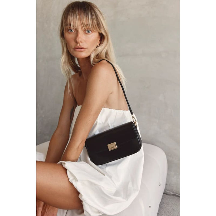 Isla Black Leather Shoulder Bag - Accessories