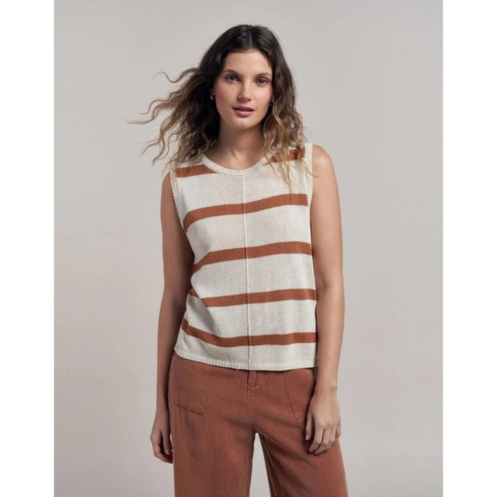 Ivy Knit Tank | Natural & Terracotta Stripe - Knitwear