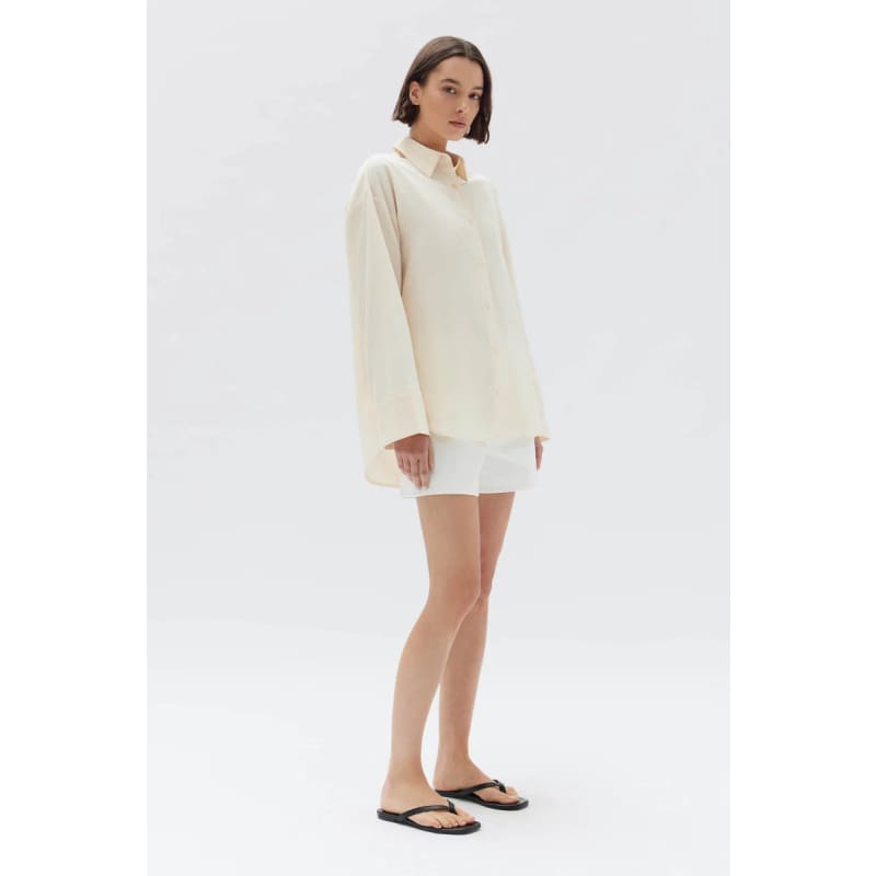 Kate Silk Linen Shirt | Stone - Tops