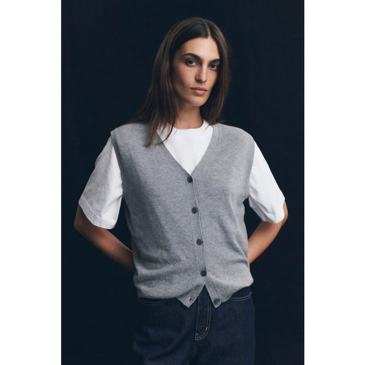 Lara Cashmere Knit Tank | Grey Marle - Knitwear