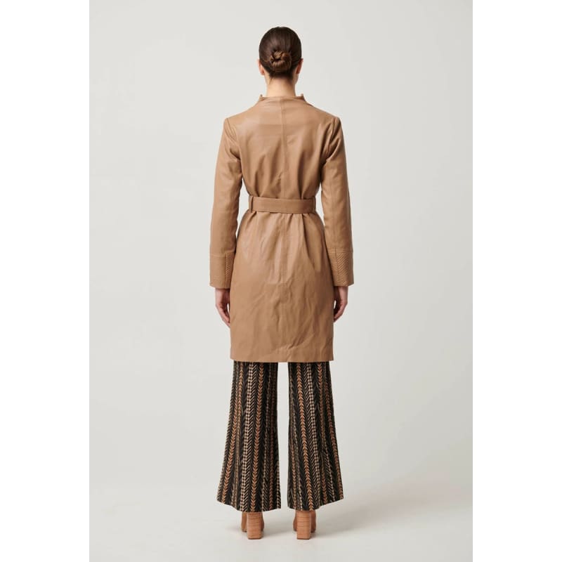 Leighton Leather Herringbone Coat | Wheat - Jackets