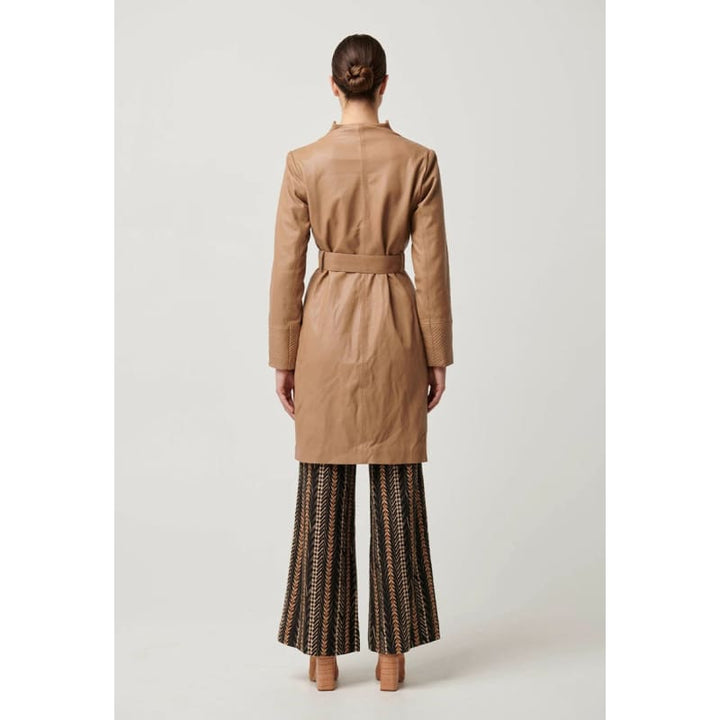 Leighton Leather Herringbone Coat | Wheat - Jackets