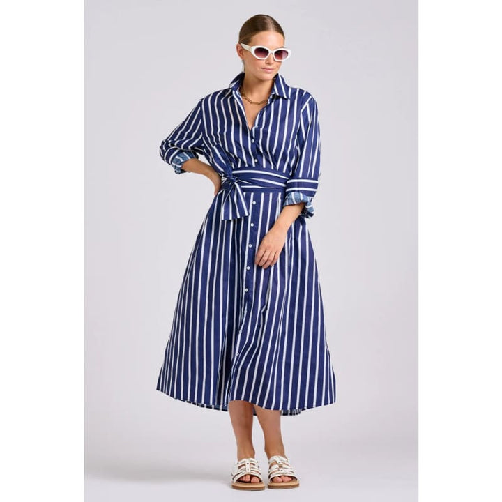 Luna Oversized Dress | Navy with White Stripe - Dress