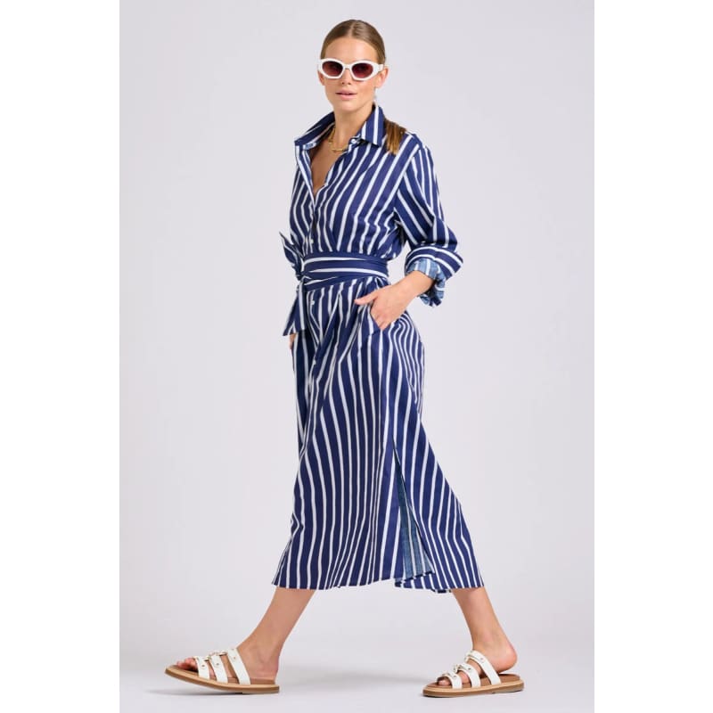 Luna Oversized Dress | Navy with White Stripe - Dress