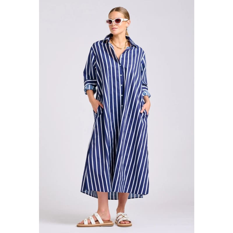Luna Oversized Dress | Navy with White Stripe - Dress