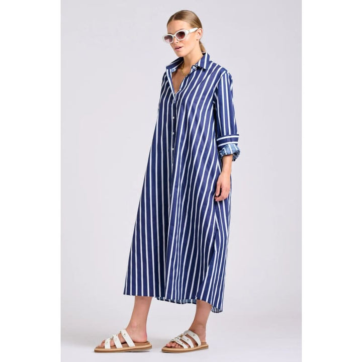 Luna Oversized Dress | Navy with White Stripe - Dress