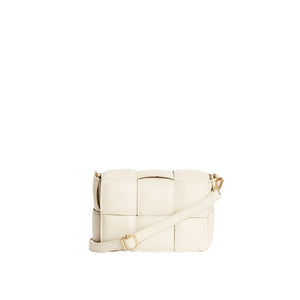Margot Ivory Leather Woven Bag - Accessories