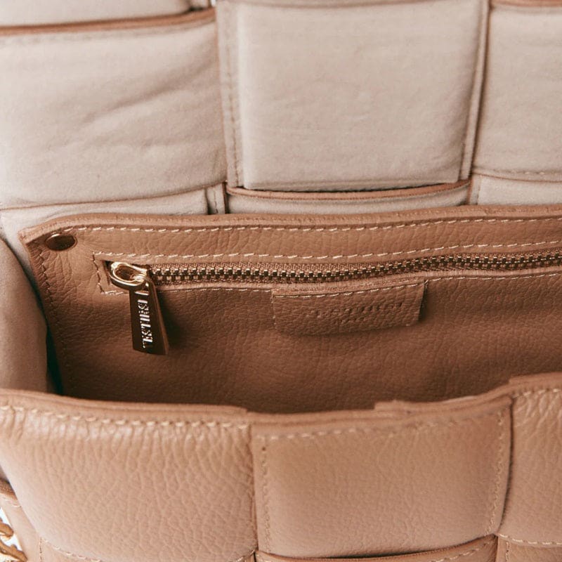 Margot Leather Woven Bag | Light Tan - Accessories