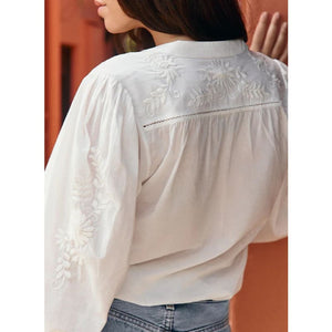Mexican Embroidery Blouse | Chalk - Tops