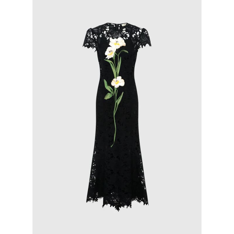 Monique Embroidered Lace Maxi Dress | Ebony - Dress