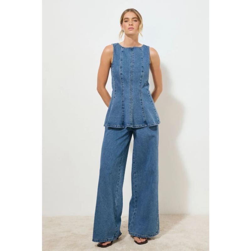 Nomada Denim Top | Mid Indigo - Tops