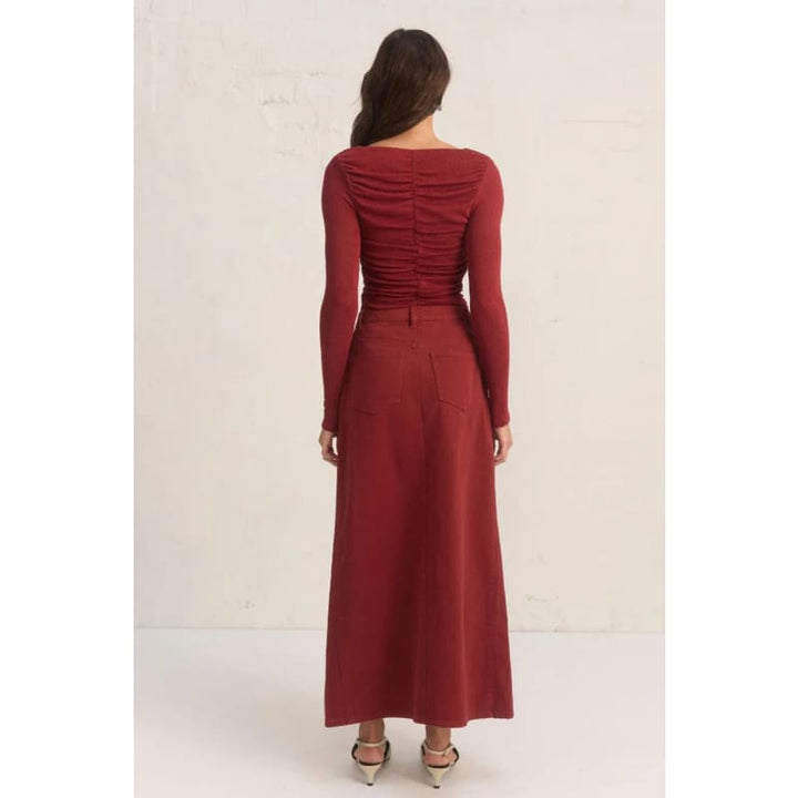 Oxide Denim Skirt | Wine - Bottoms