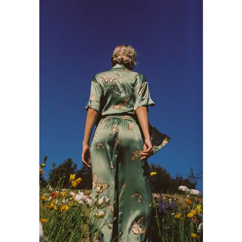 Papillon Silk Pant | Sage - Bottoms