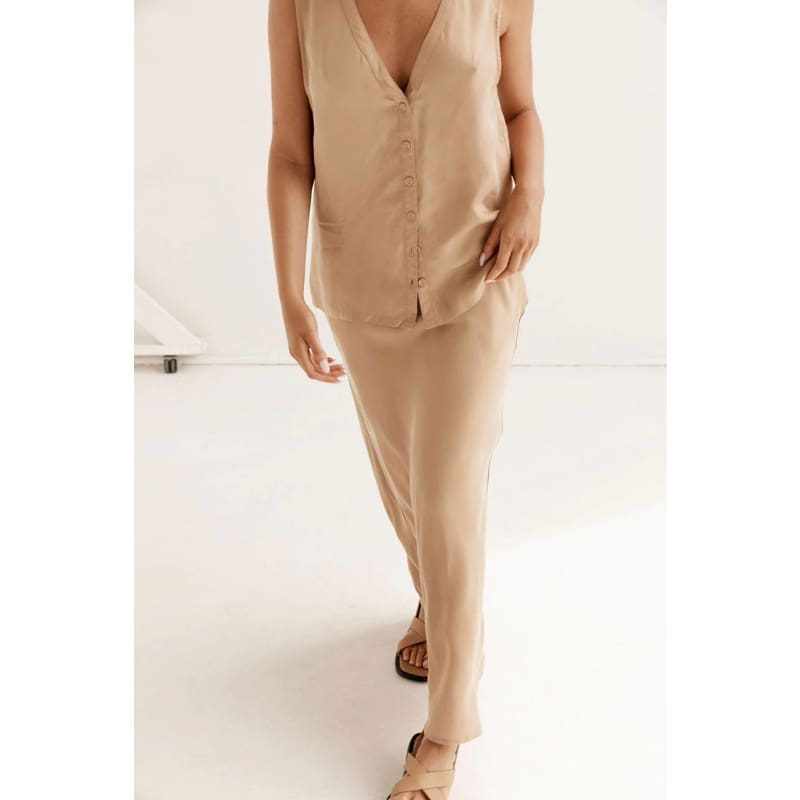 Penny Cupro Skirt | Latte - Bottoms