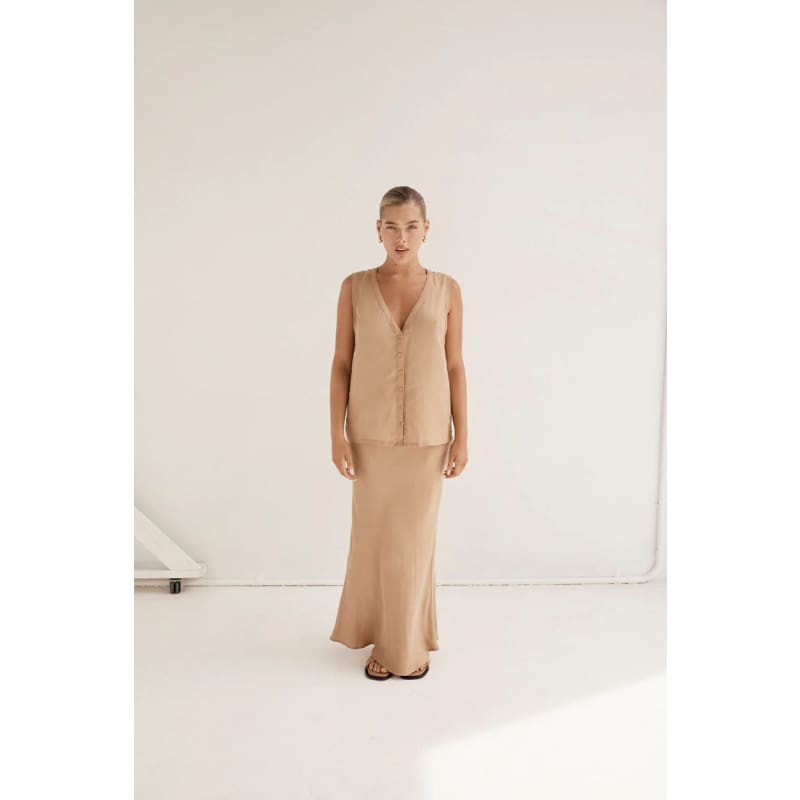 Penny Cupro Skirt | Latte - Bottoms