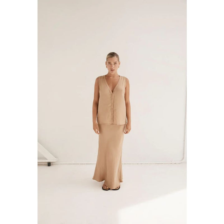 Penny Cupro Skirt | Latte - Bottoms