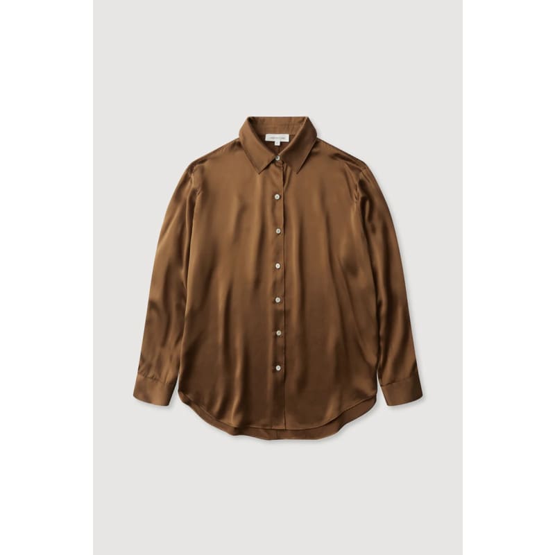 Pippa Silk Long Sleeve Shirt | Bronze - Tops