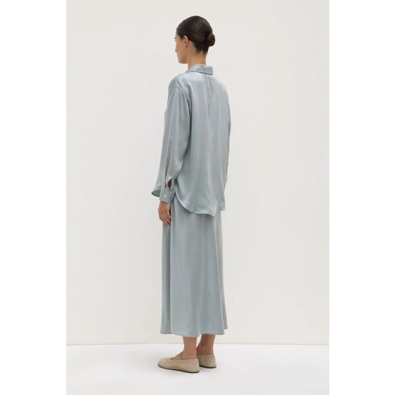 Pippa Silk Long Sleeve Shirt | Cloud - Tops